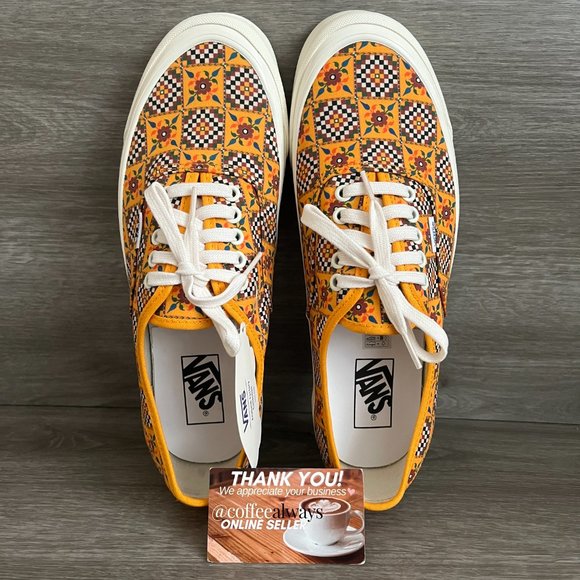 Vans Authentic 44 Dx Anaheim Factory Tile Check Yellow Size 10.5 Men's NWOB - Picture 6 of 8